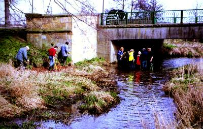 The grotspot where cans, bottles, and lunch boxes are dumped over the bridge