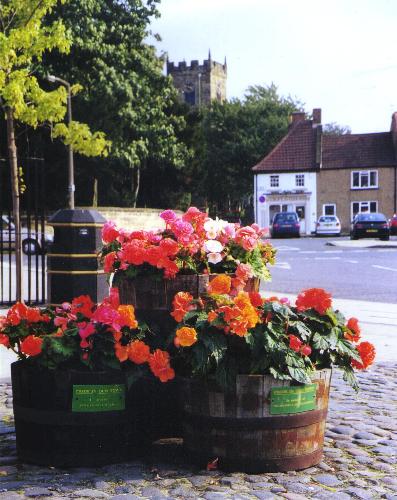 One of the mini-pyramids with the church behind Croft's Shop